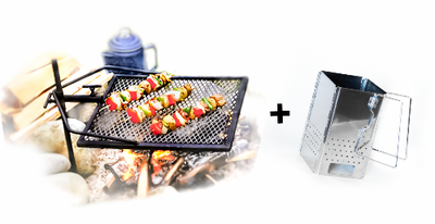 Adjustagrill Outdoor Portable Camp Grill and Collapsible Charcoal Chimney